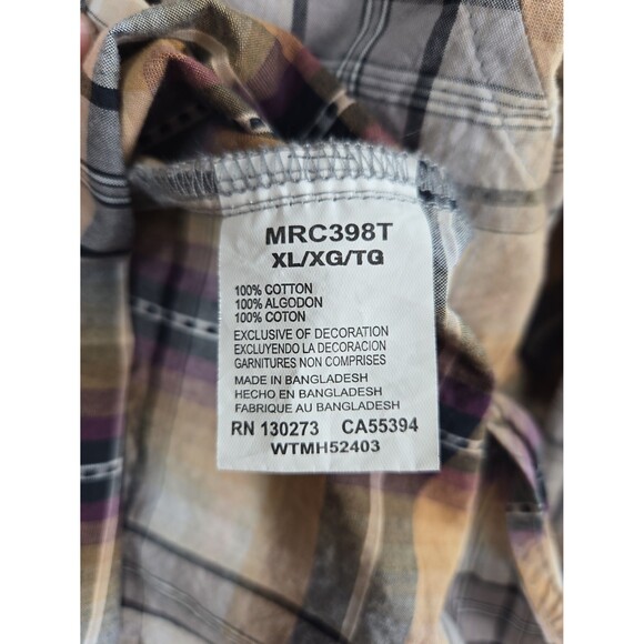 Wrangler Rock 47 Pearl Snap Plaid Shirt Mens XL Embroidered Western Cowboy Rodeo - Picture 11 of 11